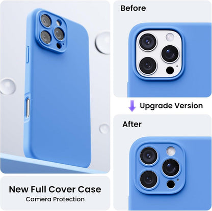 iPhone 16 Pro Max Hülle, Kameraschutz, 2 Schutzfolien, Silikon, stoßfest, 6.9 Zoll - Himmel Blau