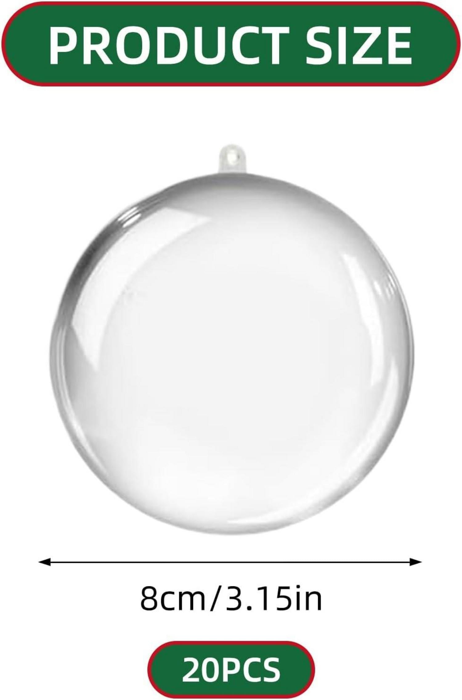 20 Stück Transparente Weihnachtskugeln Kunststoff 8CM