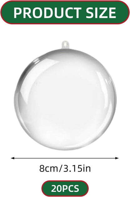 20 Stück Transparente Weihnachtskugeln Kunststoff 8CM