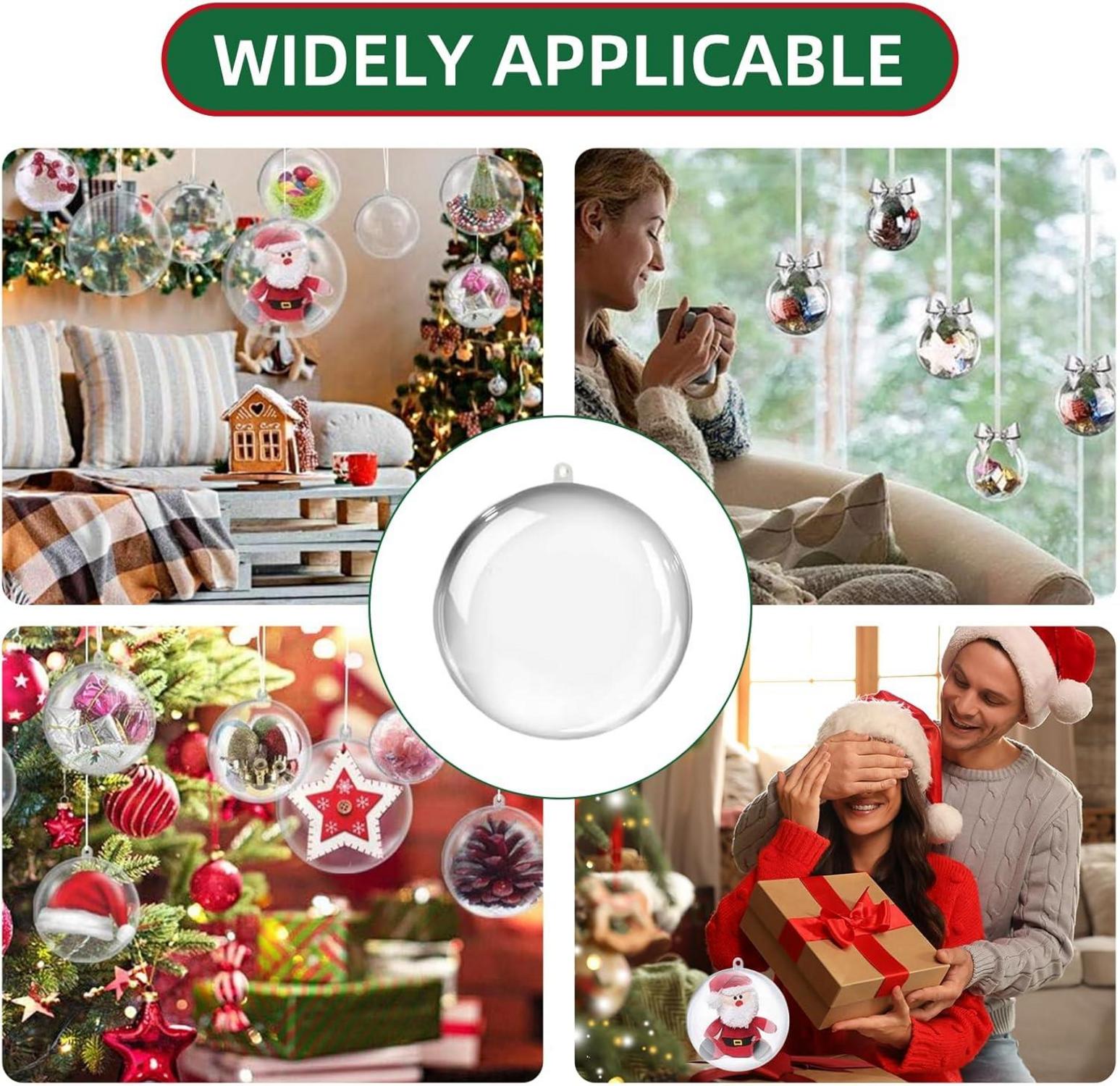 20 Weihnachtskugeln Kunststoff transparent 8cm für DIY Christbaumschmuck