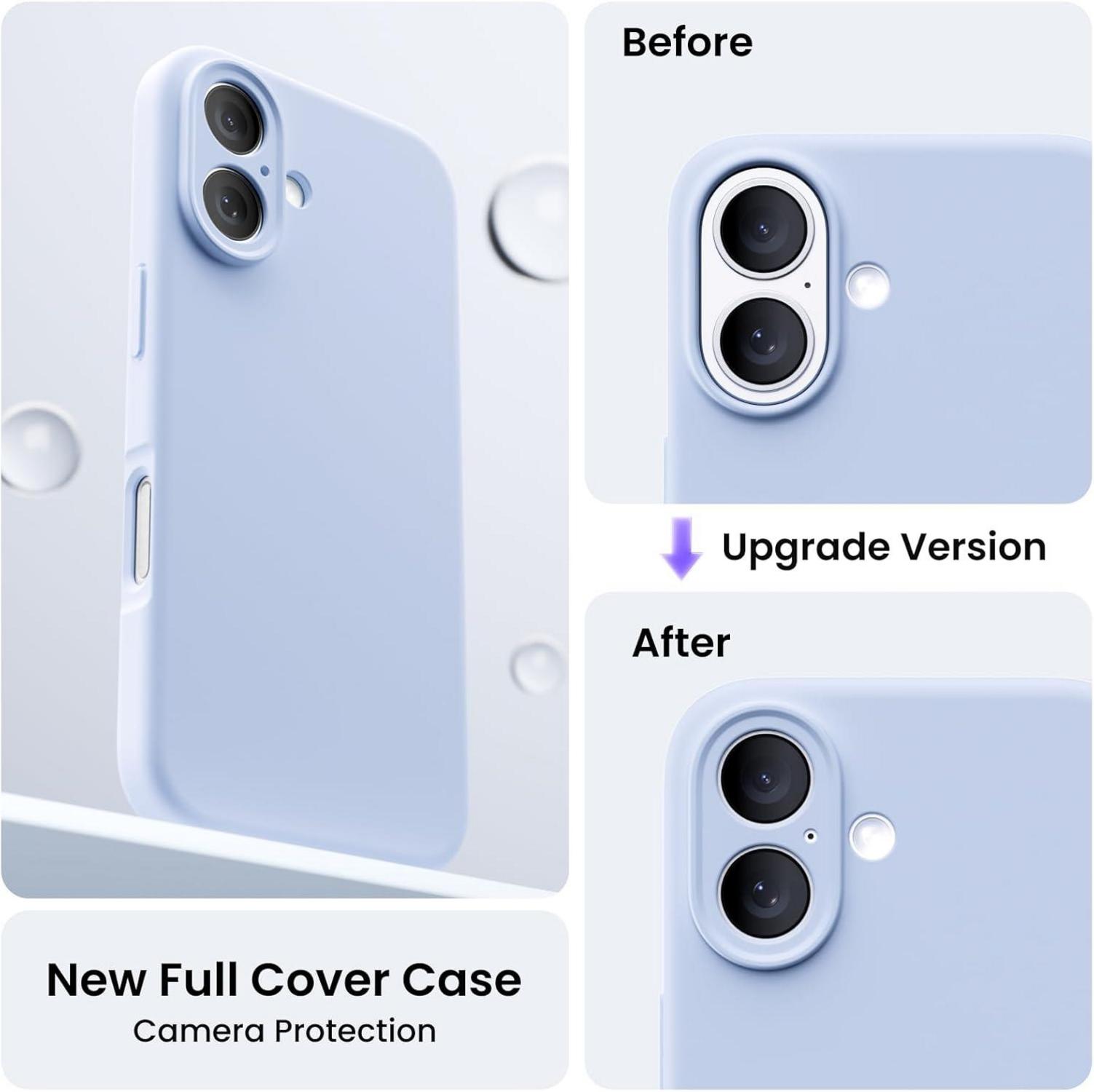 Handyhülle iPhone 16 Hülle Silikon Kameraschutz 2 Schutzfolien 6.1 Zoll Baby Blau