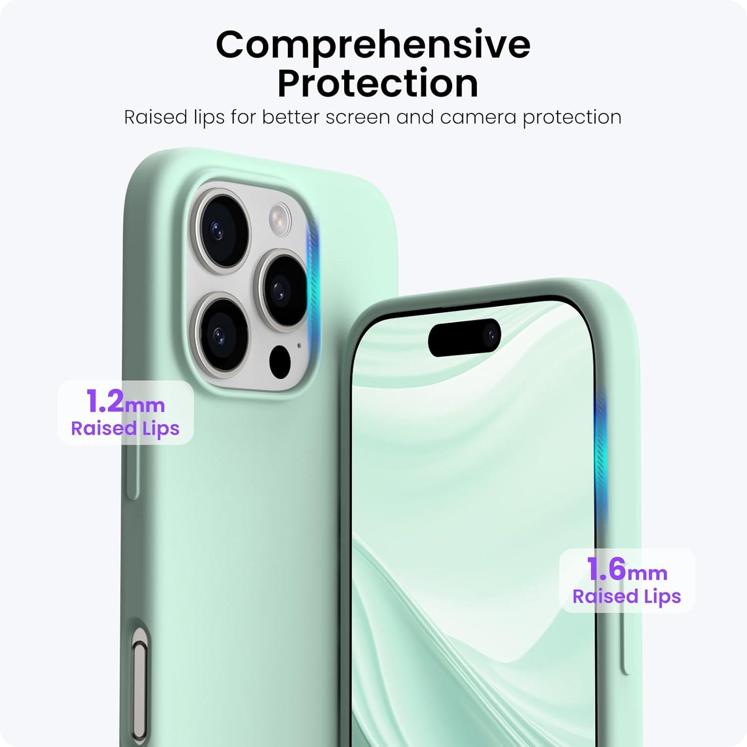 ORNARTO für iPhone 16 Pro Hülle Silikon 6,3 Zoll Schutzhülle stoßfest Minzgrün
