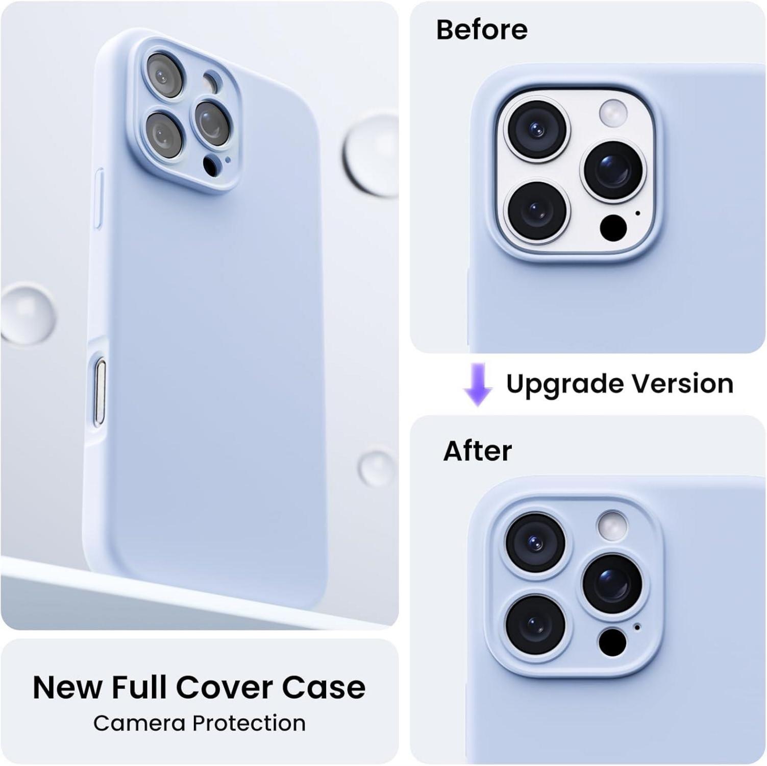 ORNARTO iPhone 16 Pro Max Hülle Silikon Schutz Kameraschutz Baby Blau 6.9 Zoll