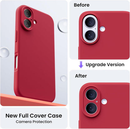 iPhone 16 Hülle - Flüssiges Silikon, Kameraschutz, 2 Schutzfolien - Rot