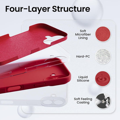 iPhone 16 Hülle Silikon Kameraschutz Schutzhülle 6.1 Zoll Rot