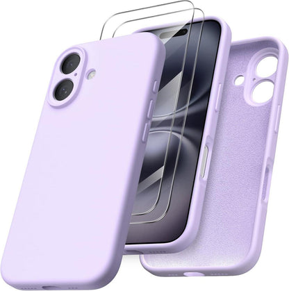 iPhone 16 Silikonhülle mit Kameraschutz und 2 Schutzfolien