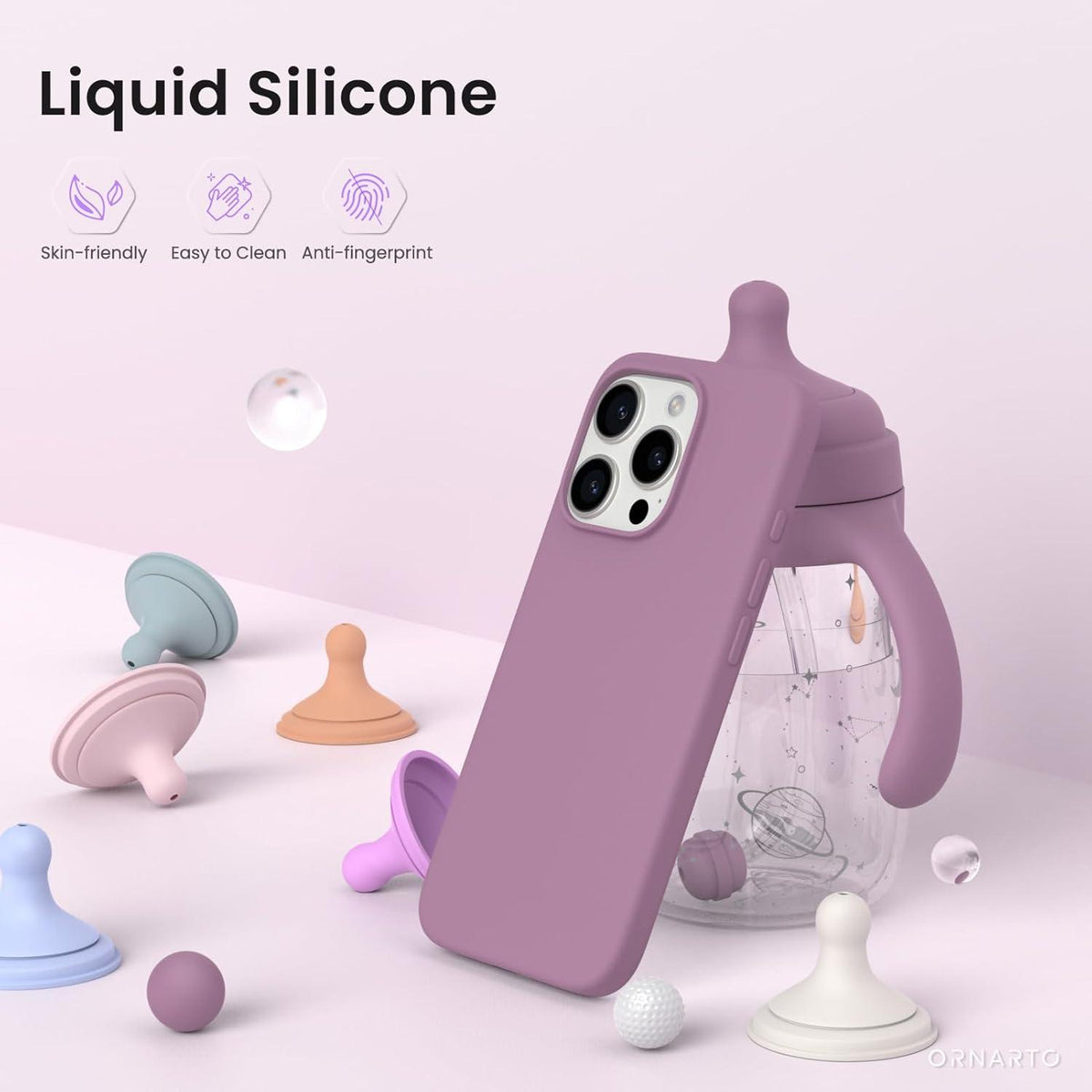 Flüssiges Silikon iPhone 16 Pro Hülle Lila Flieder 6,3 Zoll