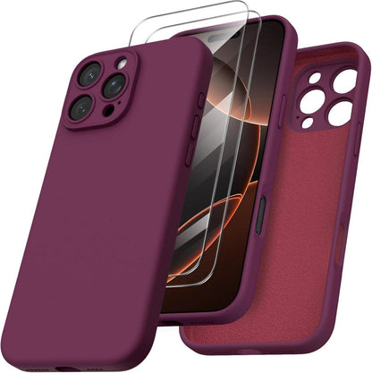 ORNARTO iPhone 16 Pro Max Hülle Silikon Kameraschutz 2 Schutzfolien