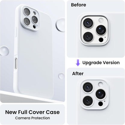ORNARTO iPhone 16 Pro Max Hülle weiß flüssiges Silikon 6.9 Zoll inkl. Kameraschutz & 2 Schutzfolien