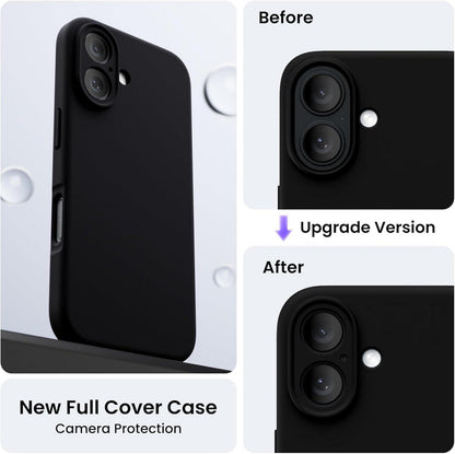 ORNARTO iPhone 16 Hülle Silikon Kameraschutz 2 Schutzfolien 6.1 Zoll Schwarz
