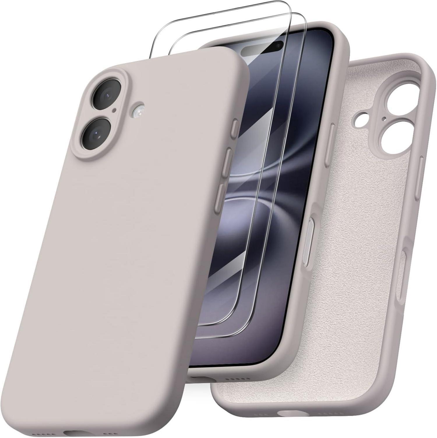 ORNARTO iPhone 16 Hülle mit Kameraschutz und 2 Schutzfolien, flüssiges