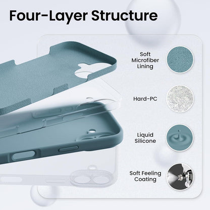 iPhone 16 Hülle Blaugrün Silikon Kameraschutz 2 Schutzfolien
