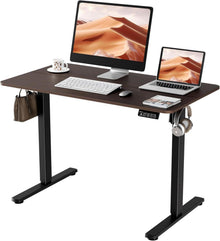 Elektrischer Höhenverstellbarer Schreibtisch 110x60cm Schwarz Walnuss