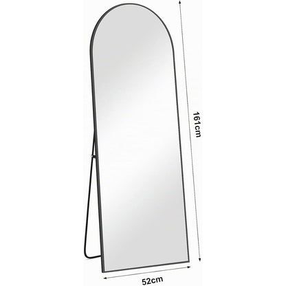 Standspiegel Ganzkörper Schwarz Aluminium, 161 x 52 cm