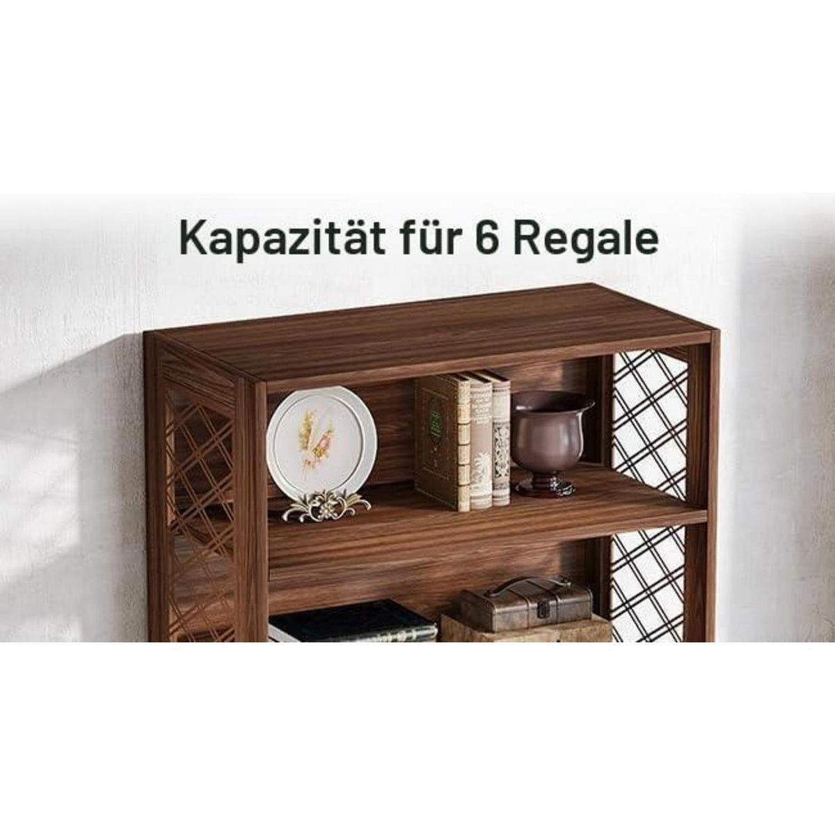 Vintage Bücherregal 180cm – 6-Stöckiges Standregal Holz