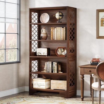Vintage 6-Tier Bücherregal 180cm – Stehendes Regal für Wohnzimmer & Büro