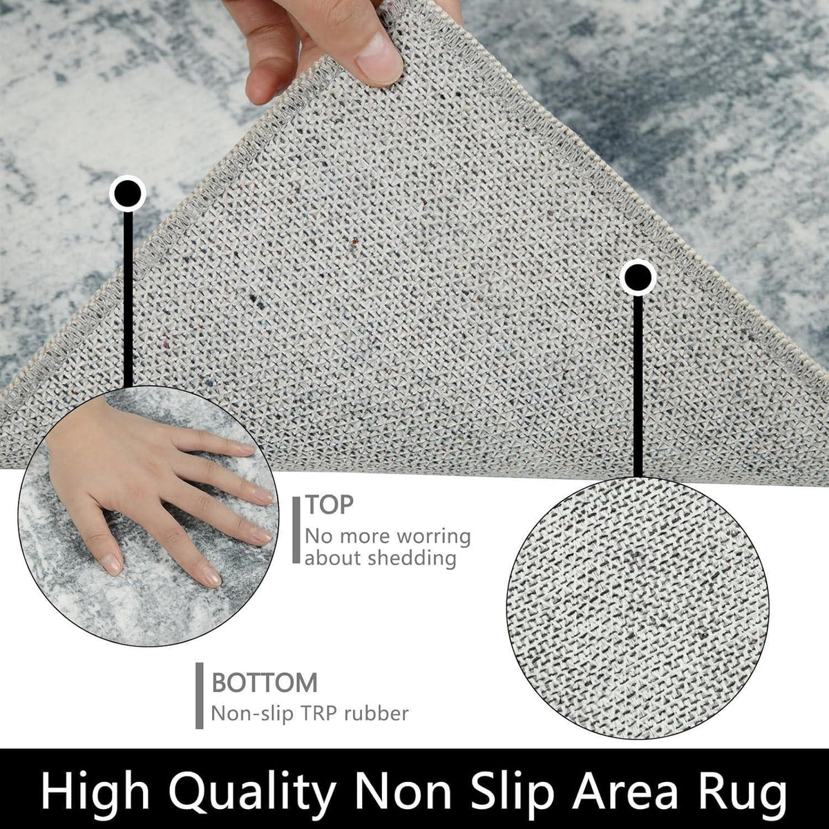 Grauer Wohnzimmerteppich 160x230cm – Weicher Kurzflor & Waschbar