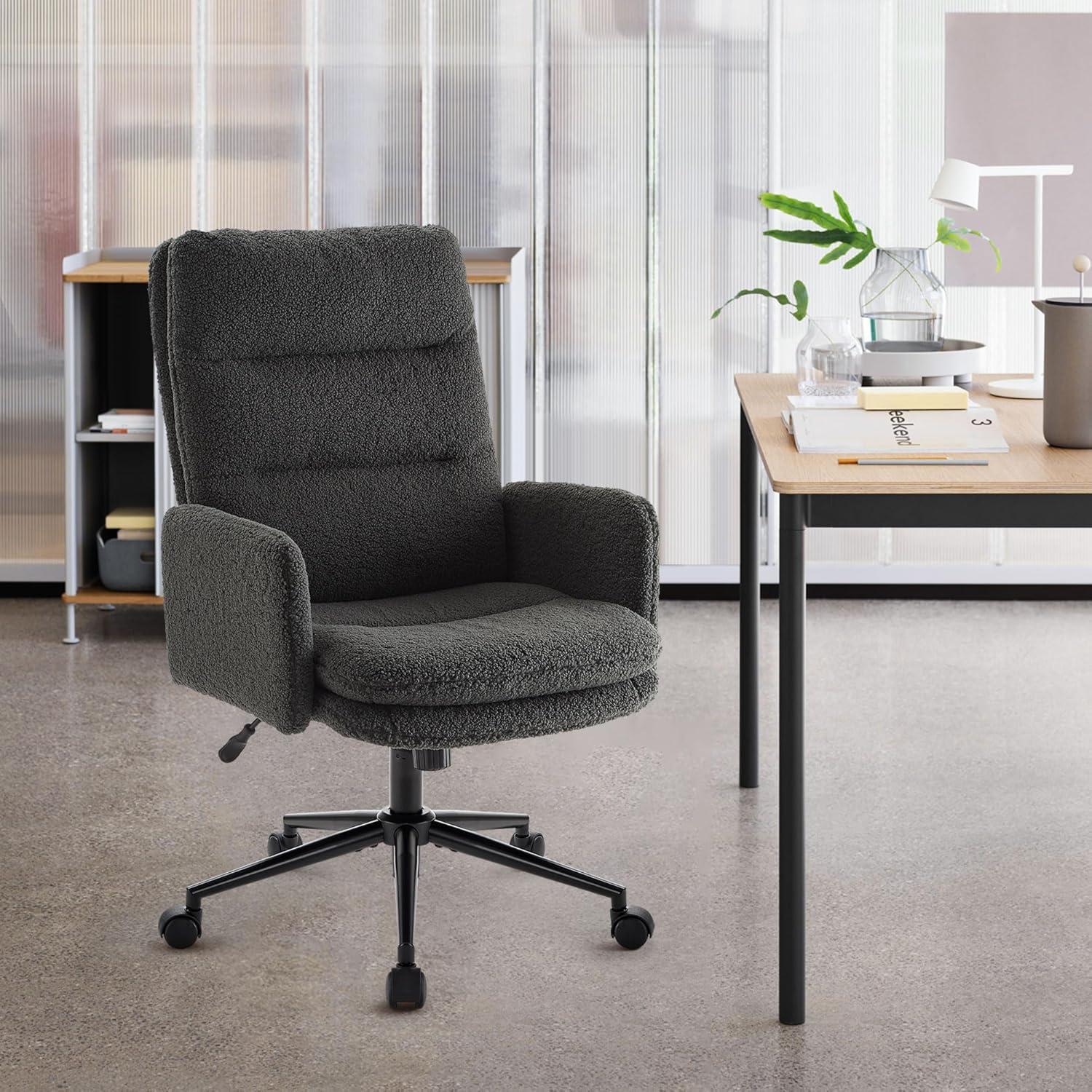 Schminktisch Stuhl mit Rollen und Armlehne, ergonomisch, hohe Rückenlehne, höhenverstellbar