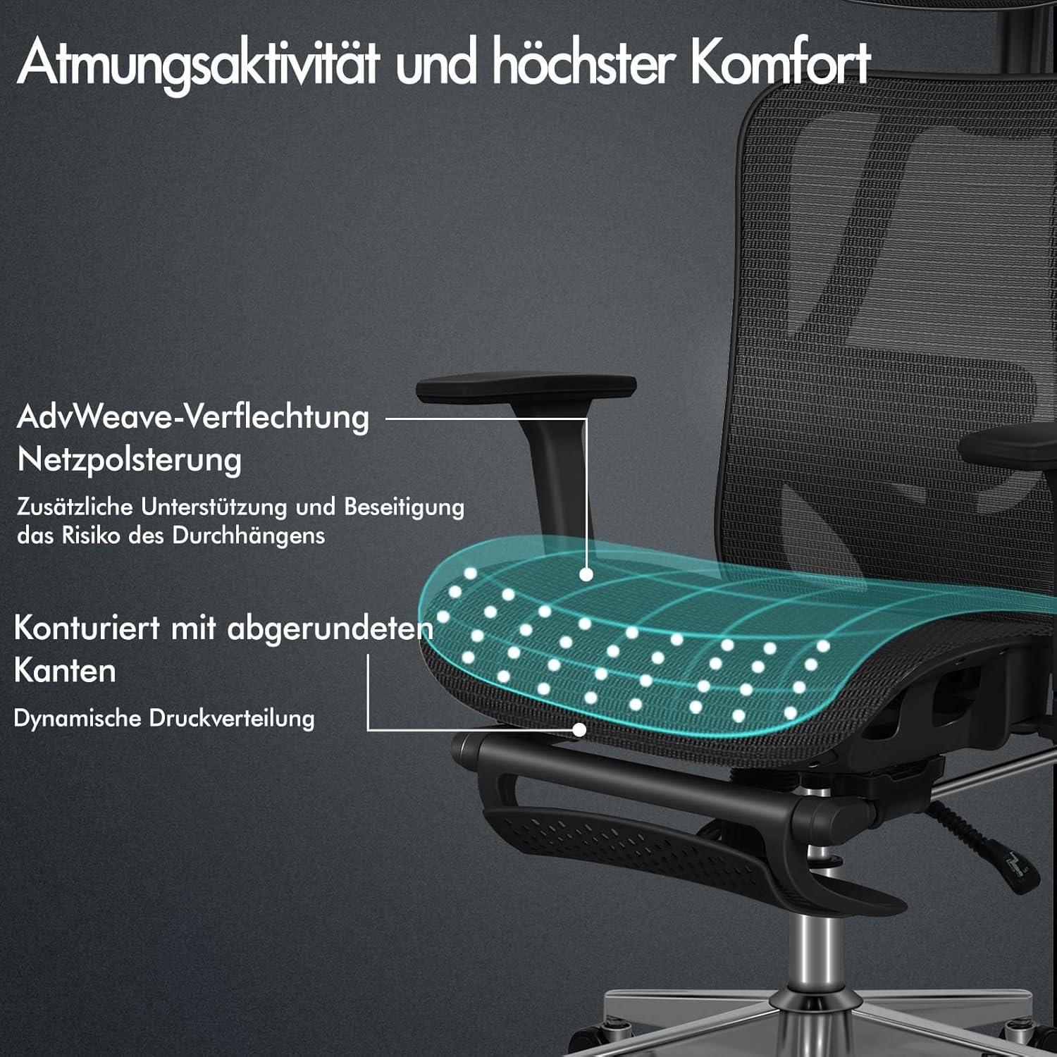 Ergonomischer Bürostuhl Schwarz mit 3D-Verstellbaren