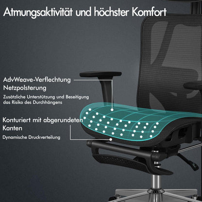 Ergonomischer Bürostuhl Schwarz mit 3D-Verstellbaren