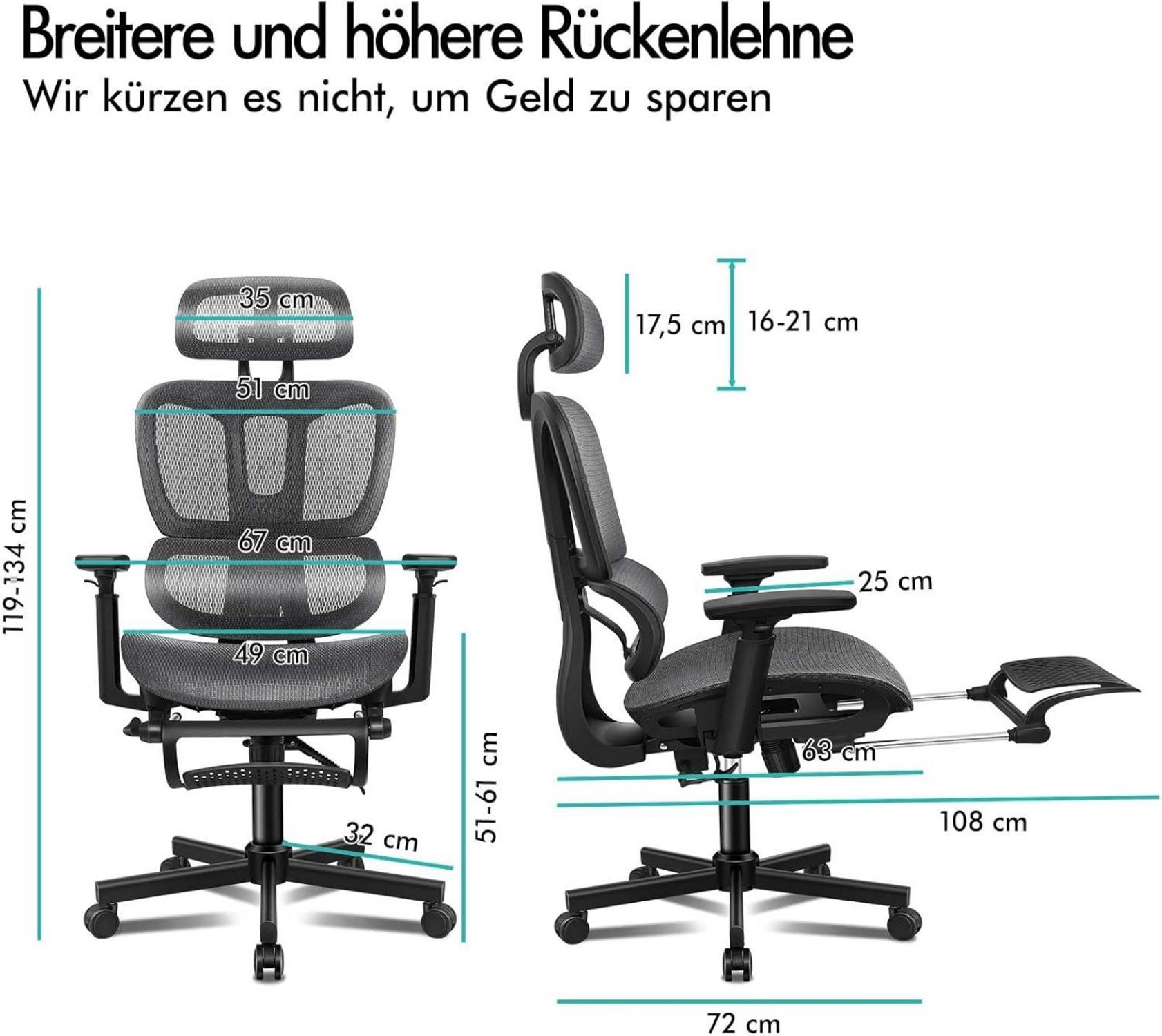 ALFORDSON Ergonomischer Bürostuhl mit Kopfstütze und