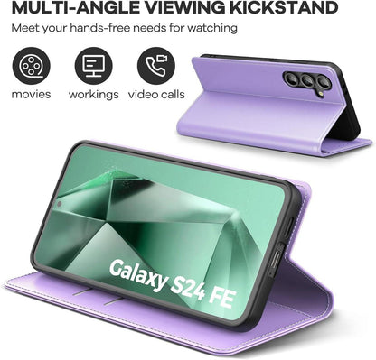 Peakally Samsung Galaxy S24 FE 5G Handyhülle + Panzer Schutz Glas & Kartenfach
