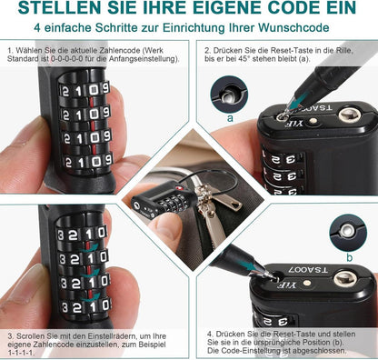 TSA Kofferschloss 4-stellig, Gepäck Reiseschloss, Kabelschloss (2