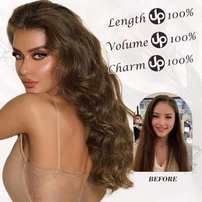 Clip in Haarverlängerungen 50CM Wellig Braun 6 Stk. Synthetisch