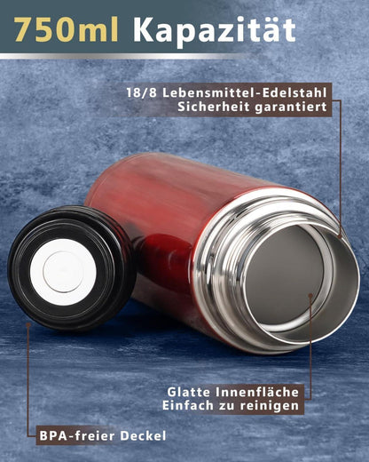 Valentinsgeschenk Trinkflasche 750ml Edelstahl Gold Rot
