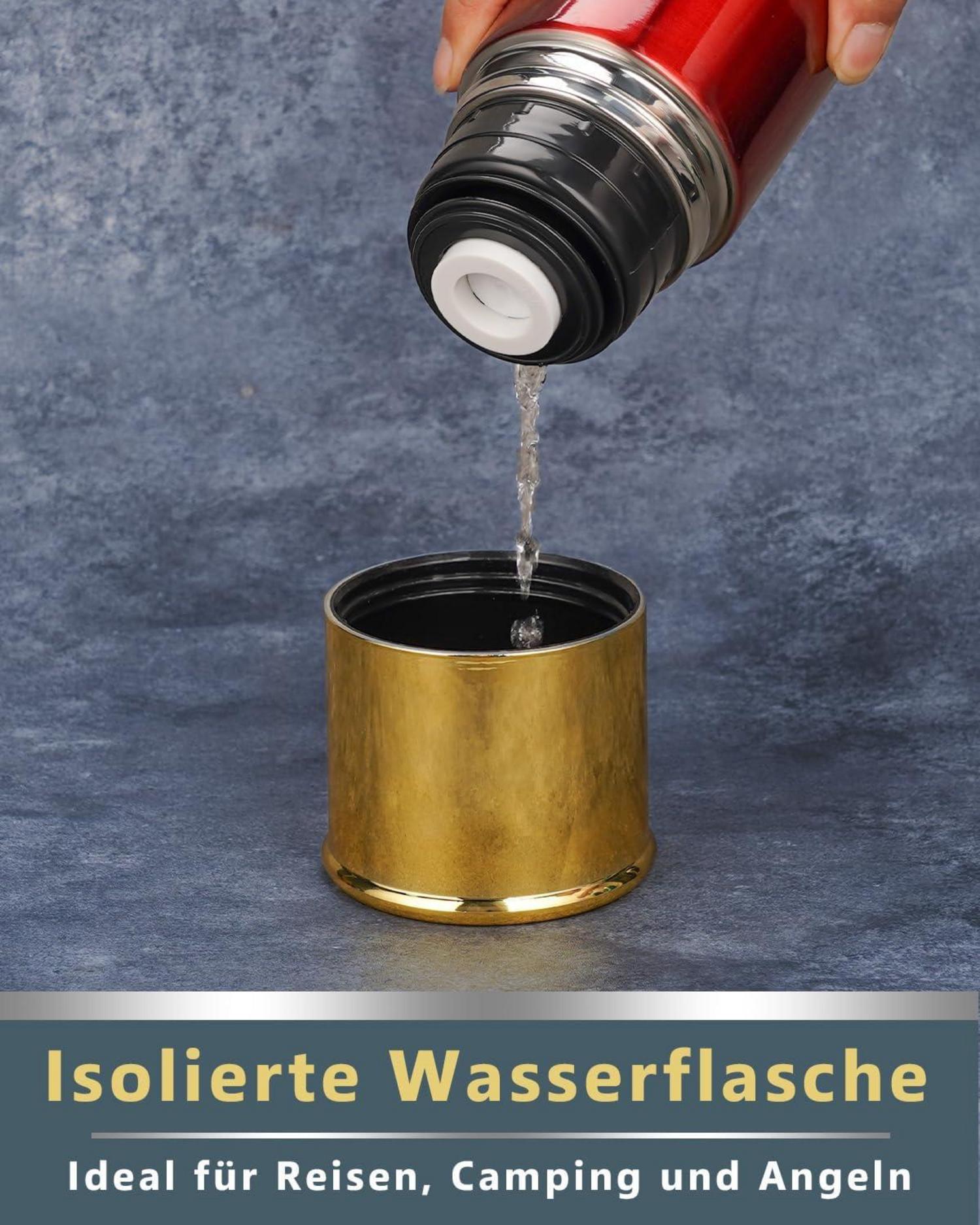 Trinkflasche 750ml Edelstahl Gold Rot Valentinstag Männer Geschenk