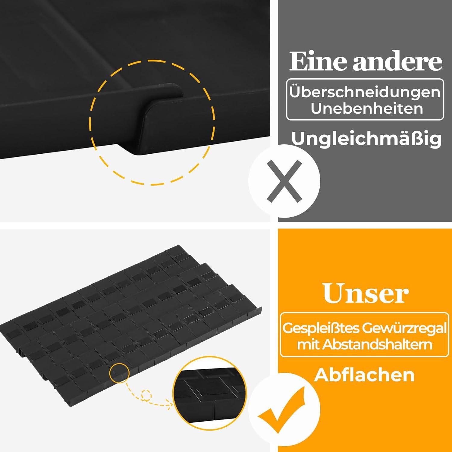 Gewürz Organizer Schublade 6 Stück mit 36 Gewürzgläsern aus Kunststoff