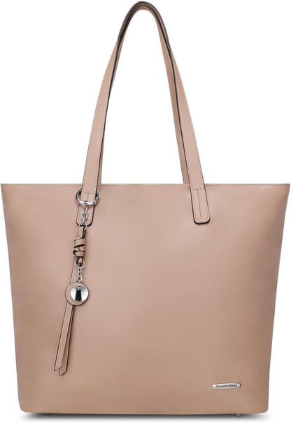 Große Damen Handtasche Shopper aus Kunstleder mit Streifenmuster