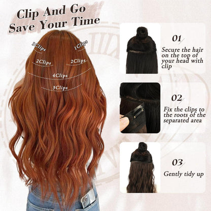 Wellige Kupfer Rot Clip-in Extensions 50CM 6PCs
