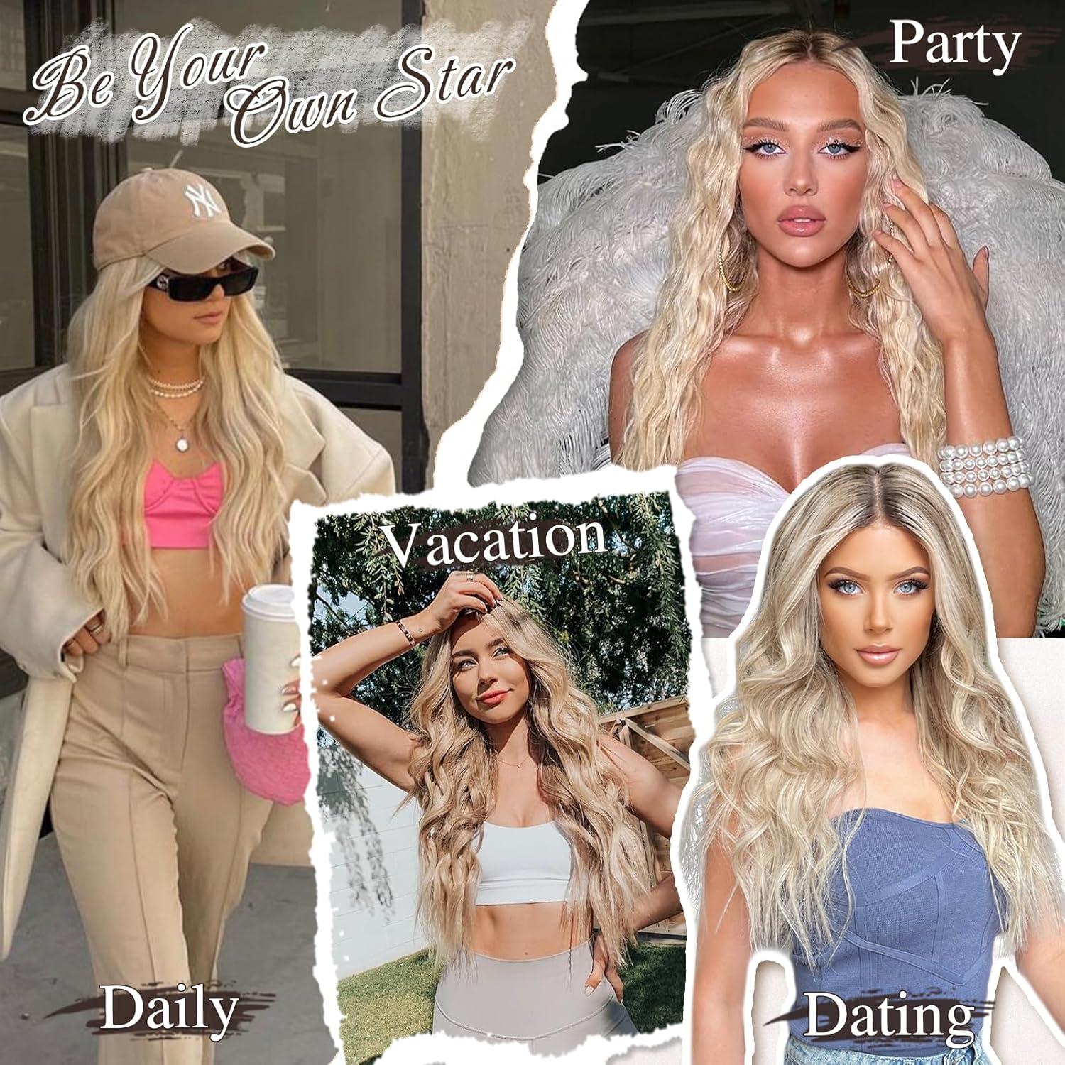 Clip in Extensions 6-teiliges Set Wellige Haarverlängerungen Goldblond 40CM