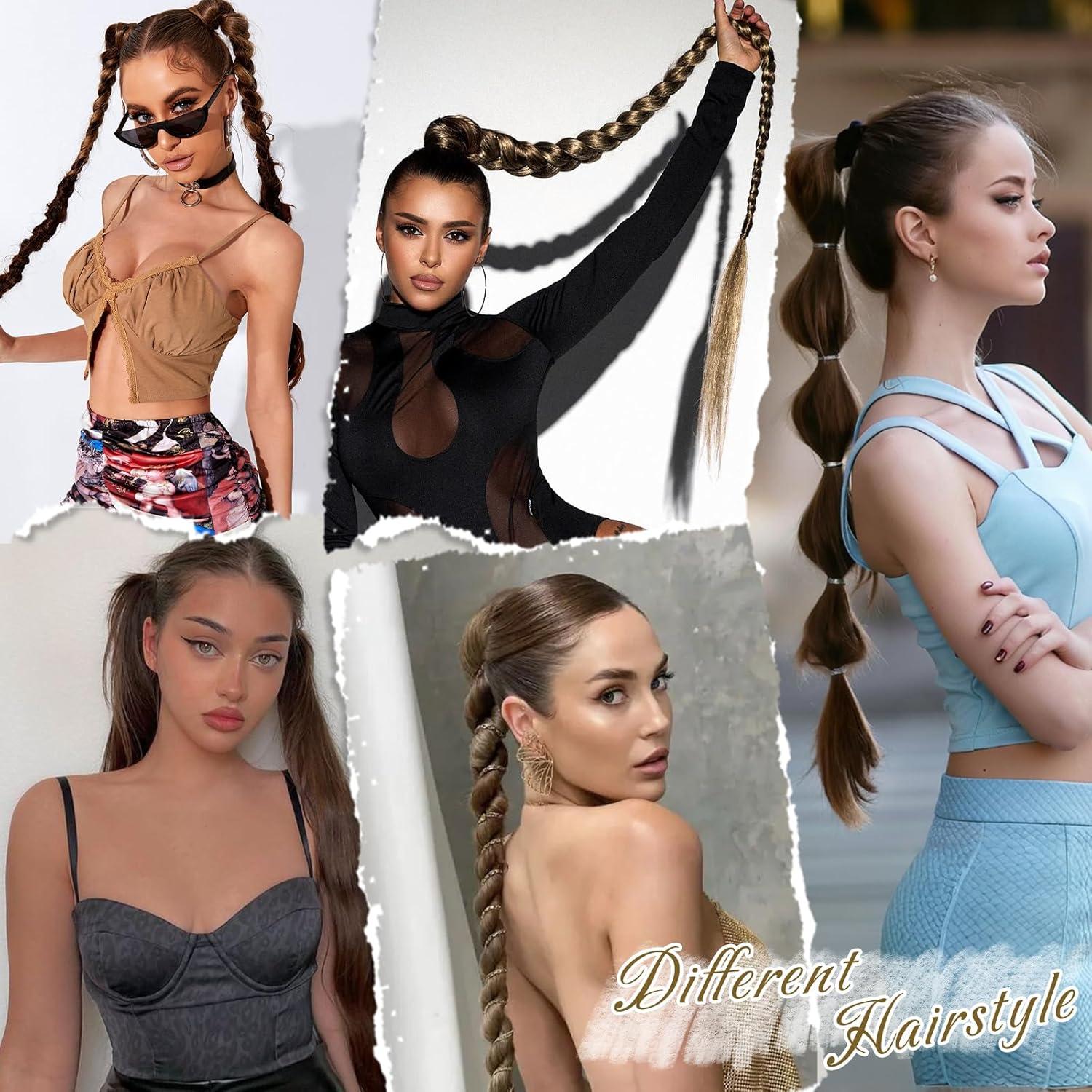 76cm Braun Braid Extensions Pferdeschwanz Haargummi Hair Extension
