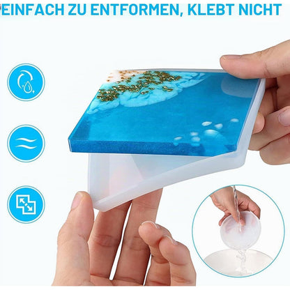 Silikonform Set für Harz Untersetzer – Rund, Quadratisch, Achteckig