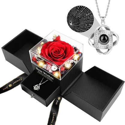 Ewige Rose Halskette Damen Infinity Echte Rose Schmuckbox Ich Liebe