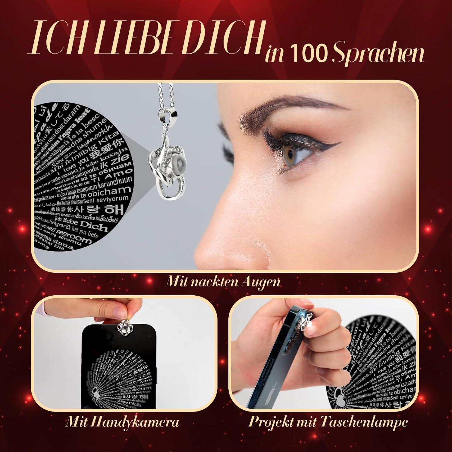 FAYODO Ewige Rose mit Halskette - Damen Infinity Echte Rose Schmuck Geschenkbox Rot