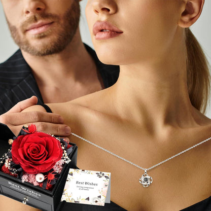 Ewige Rose Halskette Damen Infinity echte Rose Schmuck Geschenkbox 100