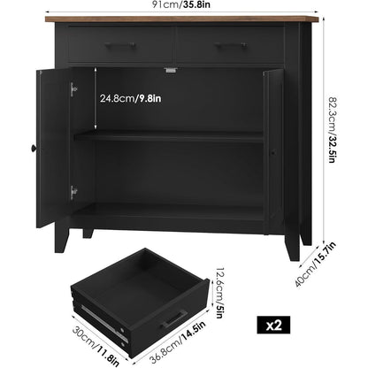 Küchenschrank mit Arbeitsplatte & Schubladen im Landhausstil Schwarz