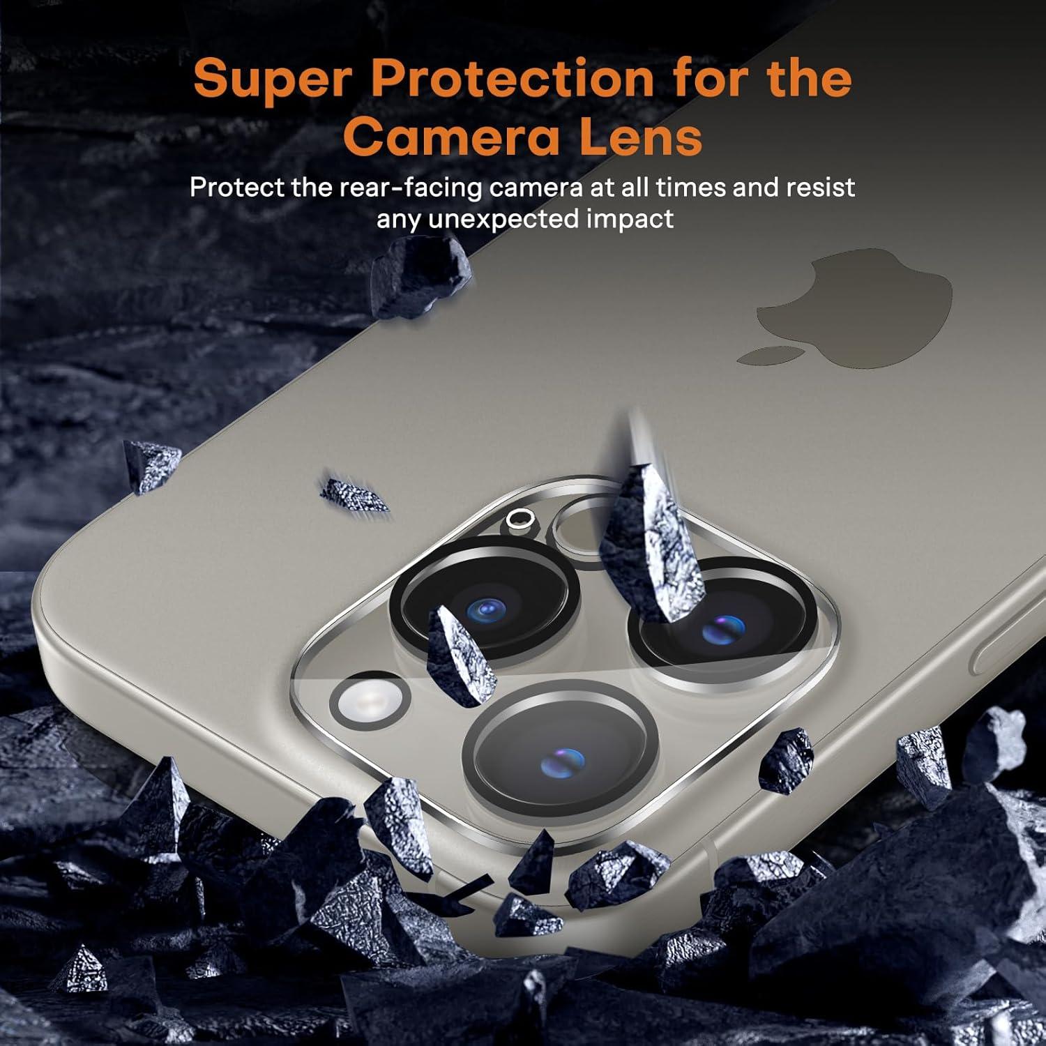 Panzerglas iPhone 16 Pro Kameraschutz 3D Vollbildschutz 9H Härte 2+2