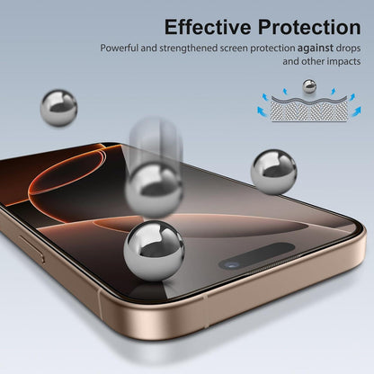 Panzer Schutzglas für iPhone 16 Pro Max, 3D Vollbild, Blasenfrei, Kameraschutz