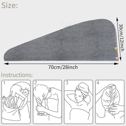 Mikrofaser Haarturban 3er Pack 30x70cm Dunkelgrau