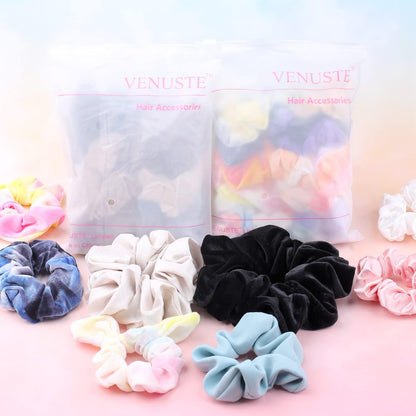 Gelbe Samt-Haargummis für Damen und Mädchen, 12 Stück