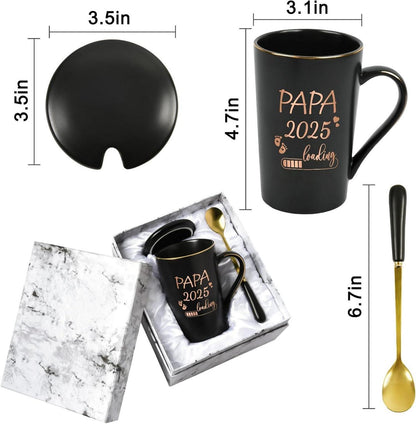 Kaffeetasse Geschenk werdende Papa 2025 Schwarz 400ml in Geschenk-Box