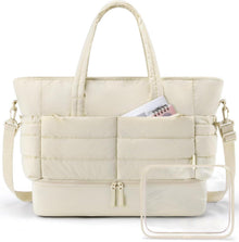 Weekender Damen Reisetasche 38l Sporttasche mit Schuhfach, Beige