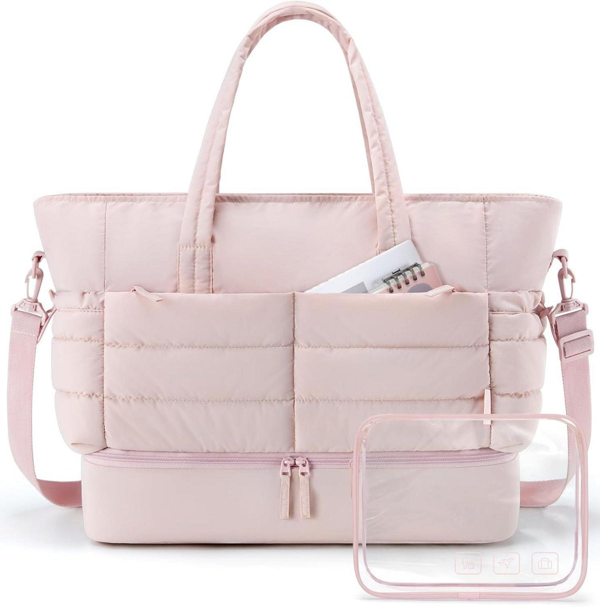 Sportliche Damen Weekender Reisetasche mit Schuhfach 38l Rosa