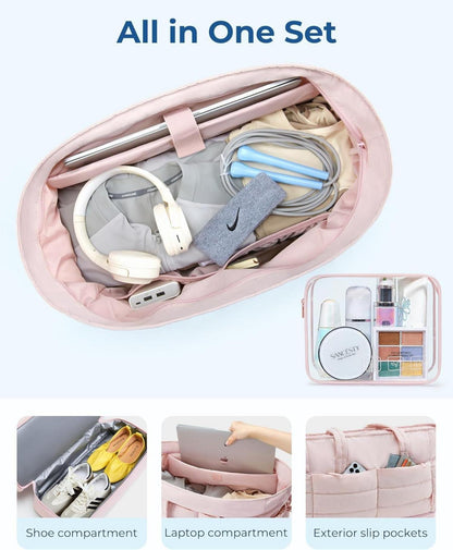 BAGSMART Große Reisetasche Damen 38l Sporttasche Mit Schuhfach, Weekender