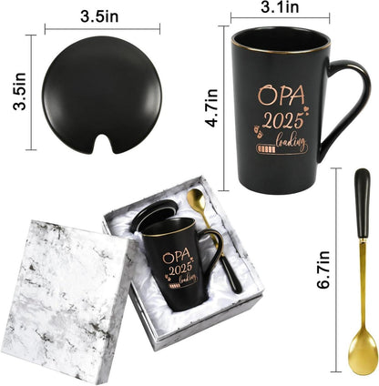 Kaffeetasse für werdende Opa 2025 Loading Geschenk 400ml Schwarz