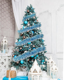 Weihnachtsgirlande blau-weiß Lametta 6m für Fest Dekoration